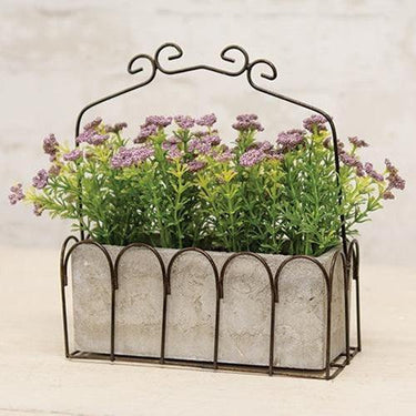Purple Astilbe in Resin Pot & Metal Basket - The Fox Decor